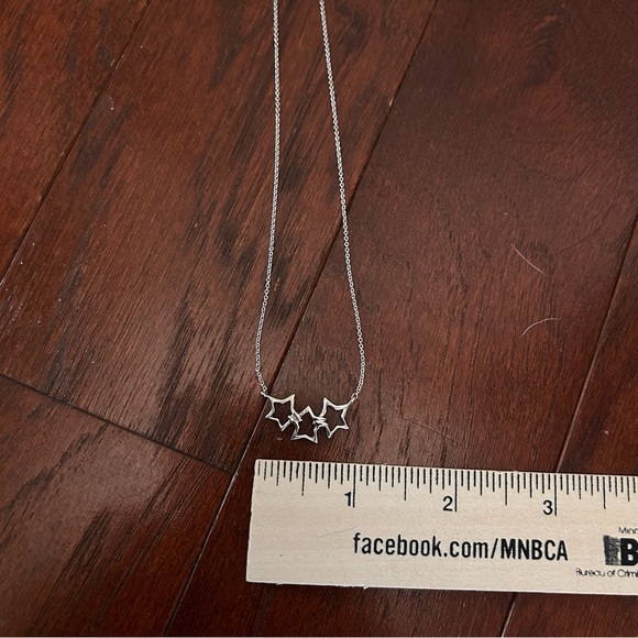 Auth Tiffany & Co. 925 Sterling Silver Triple Open Star Pendant Necklace 16" - Picture 4 of 11